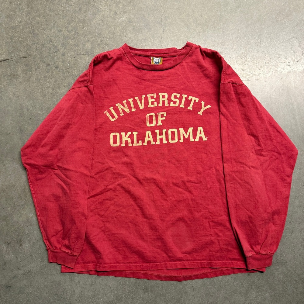 Vintage UAS University of Oklahoma Sooners Long Sleeve T-Shirt Red Large USA